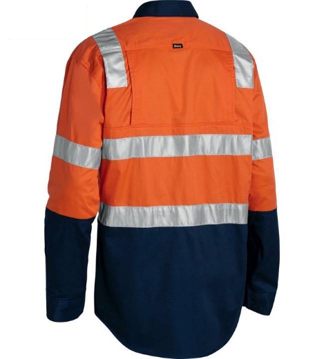 Picture of Bisley, Taped Hi Vis Cool Lightweight Ls Shirt With Shoulder Tape